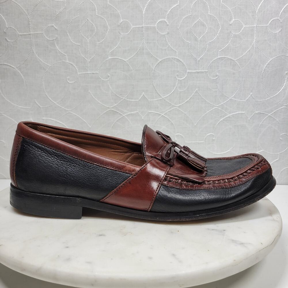 Johnston & Murphy Aragon II Kiltie Tassel Loafers Mens 11.5 Black Brown Leather